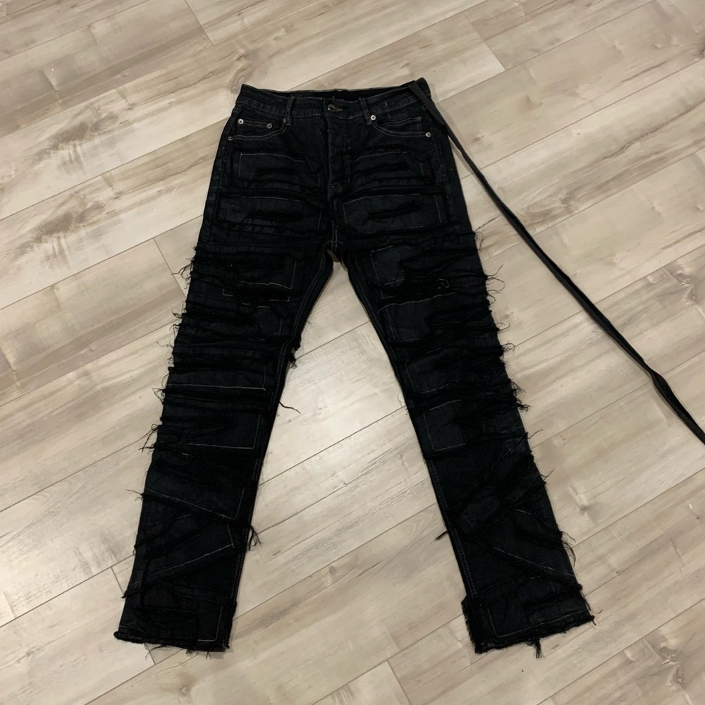 Rick Owens Black Distressed Jeans